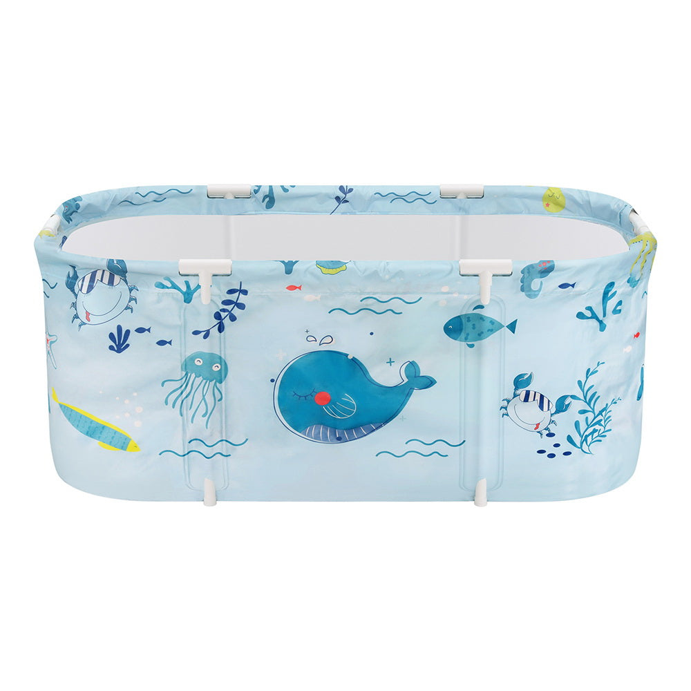 Foldable Bathtub Pvc Spa Bucket Inflatable Cushion 113X61Cm Blue