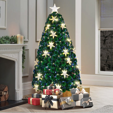 Christmas Tree 1.8M 6FT Fibre Optics Green with LED lights