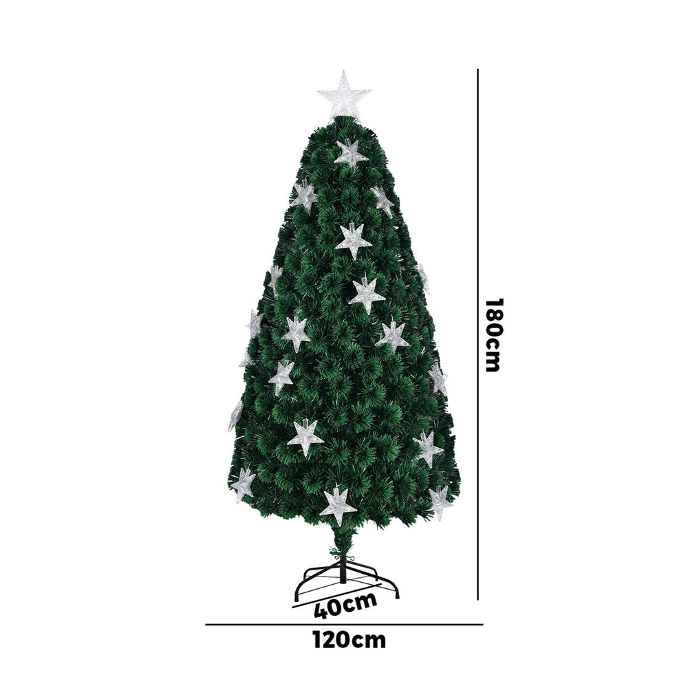 Christmas Tree 1.8M 6FT Fibre Optics Green with LED lights