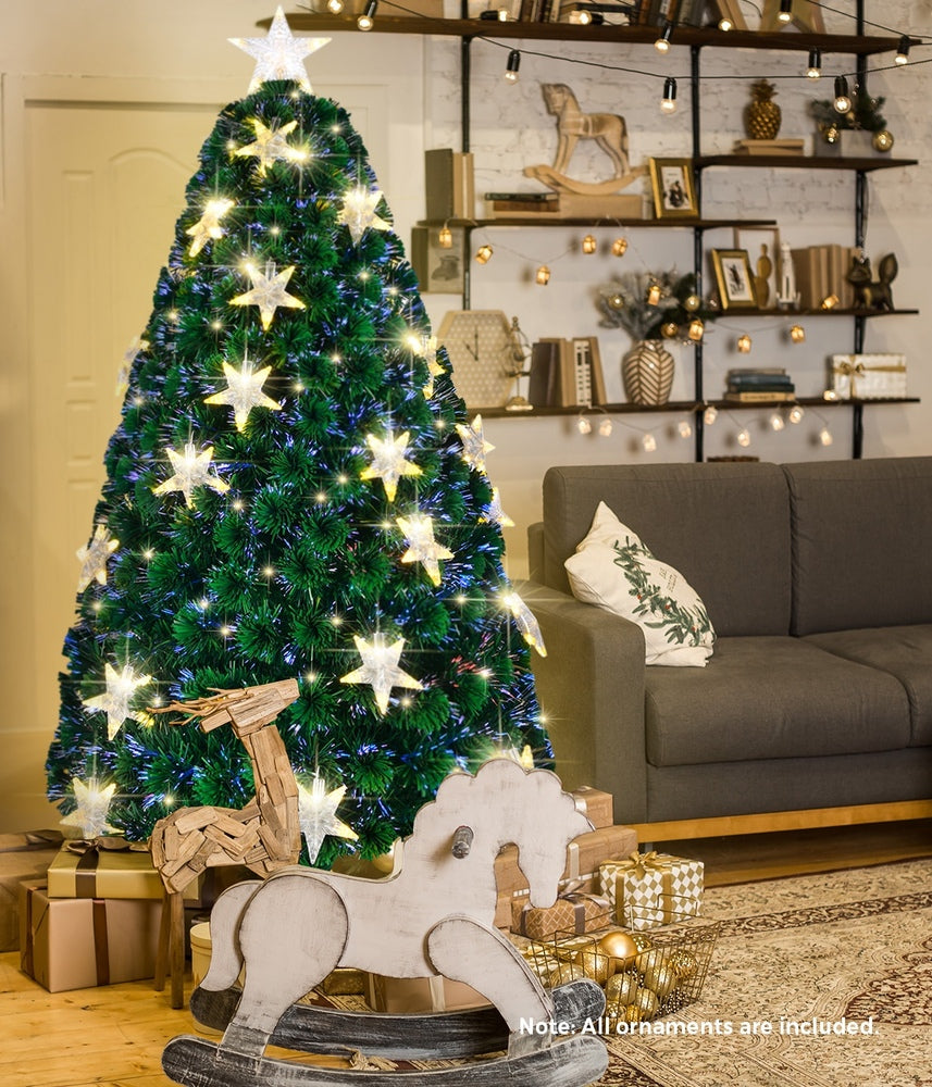 Christmas Tree 1.8M 6FT Fibre Optics Green with LED lights