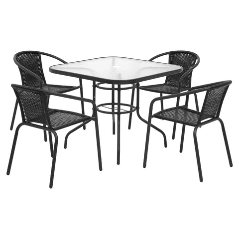 Outdoor Dining Set 5 Piece Stackable Patio Furniture