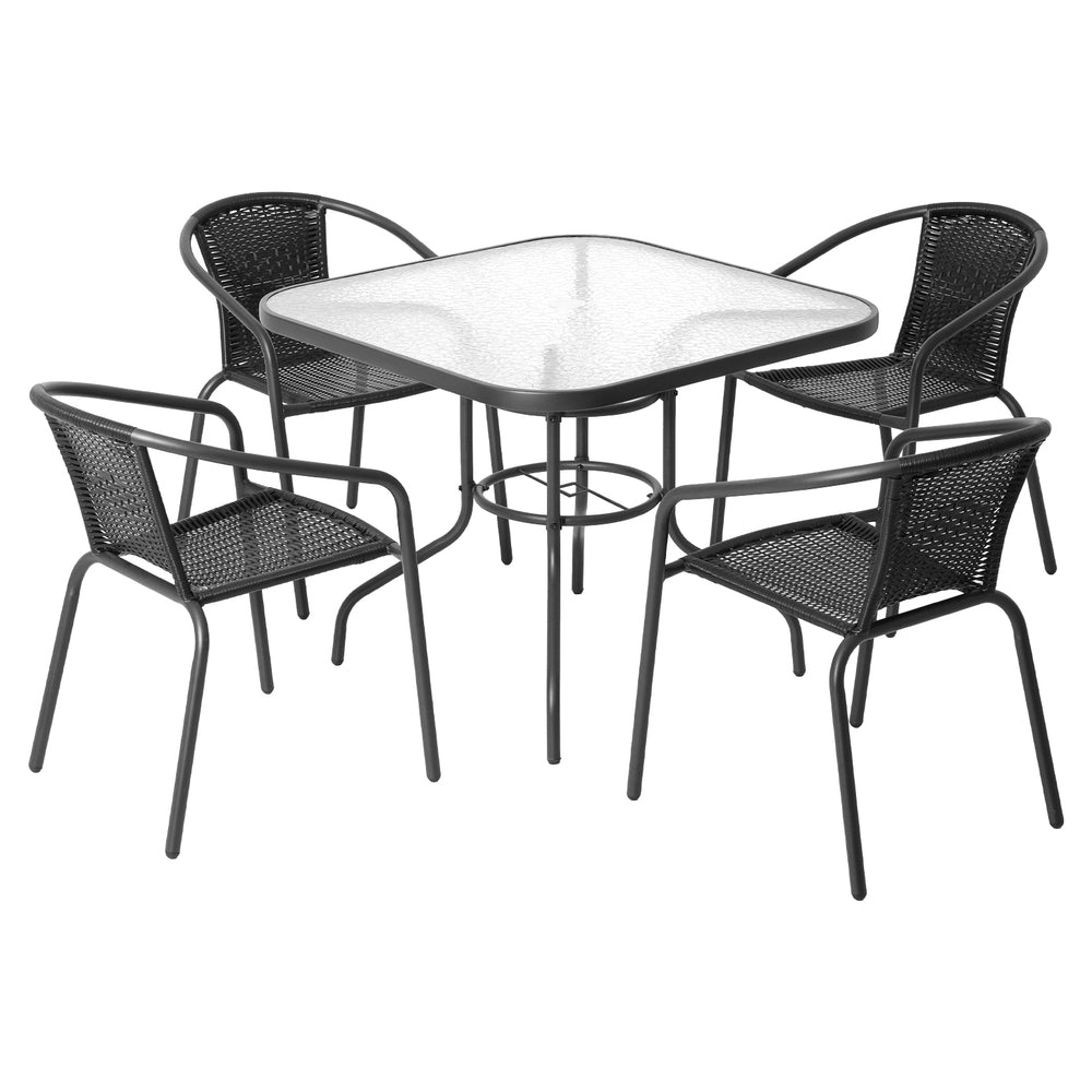 Outdoor Dining Set 5 Piece Stackable Patio Furniture