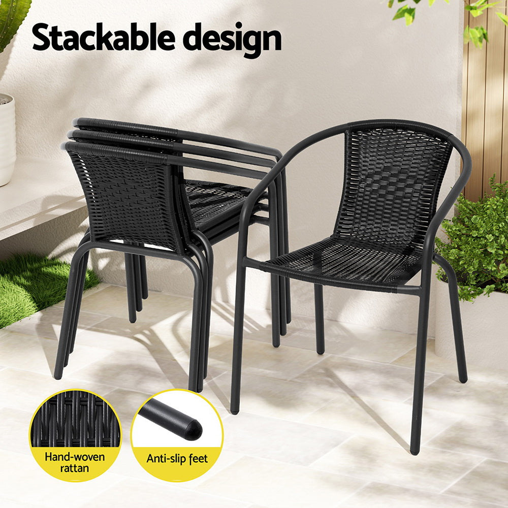 Outdoor Dining Set 5 Piece Stackable Patio Furniture