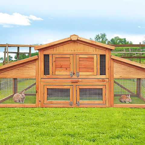 Chicken Coop Rabbit Hutch 169cm x 52cm x 72cm Large Chicken Coop Wooden House Run Cage