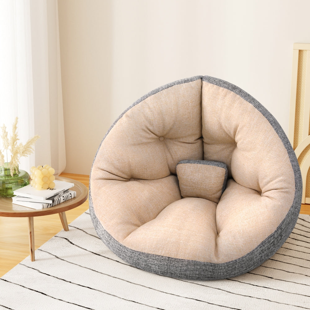 Floor Lounge Sofa Bed Chair Foldable Washable Beige