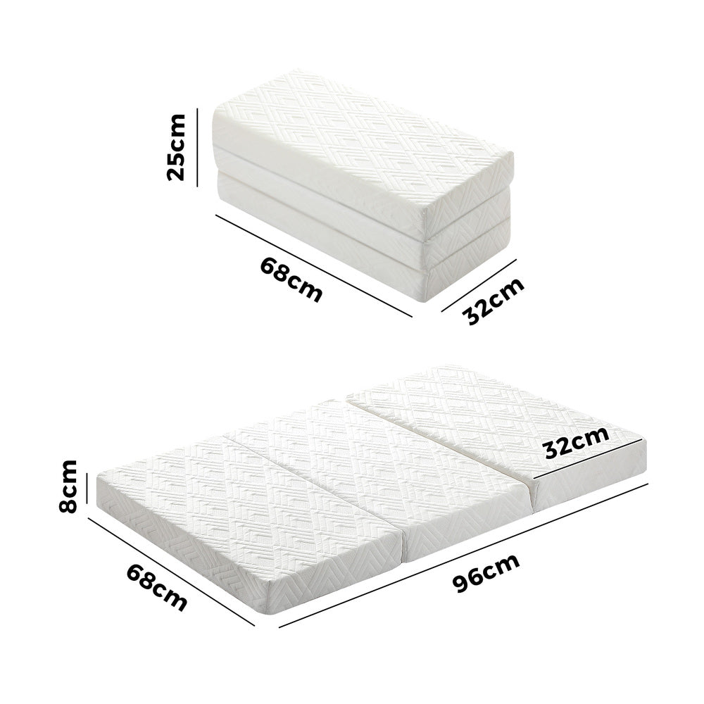 Folding Mattress 3-Fold Foldable Foam White