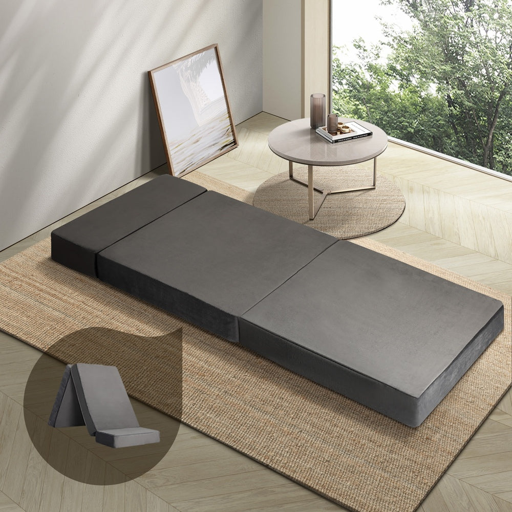 Foldable Foam Mattress Floor Bed Grey Single