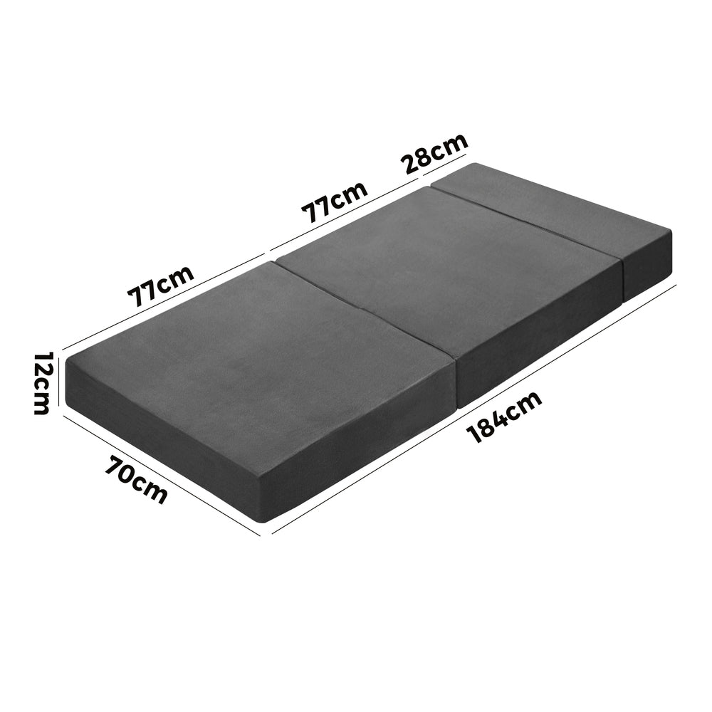 Foldable Foam Mattress Floor Bed Grey Single