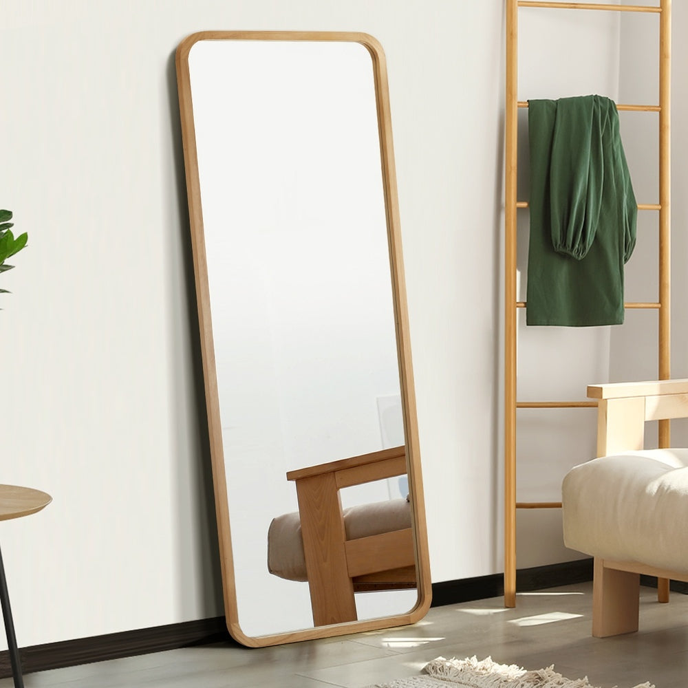 Full Length Mirror Rectangle Free Standing Black/Natural/Gold