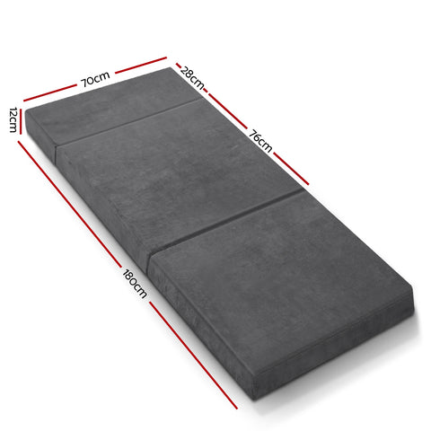 Foldable Mattress Folding Foam Bed Mat Single Grey