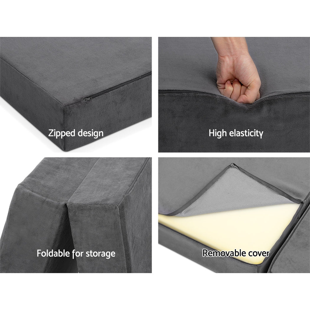 Foldable Mattress Folding Foam Bed Mat Single Grey