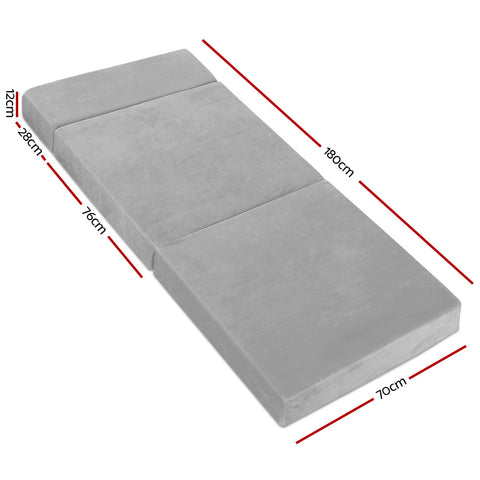 Foldable Mattress Folding Foam Bed Mat Light Grey