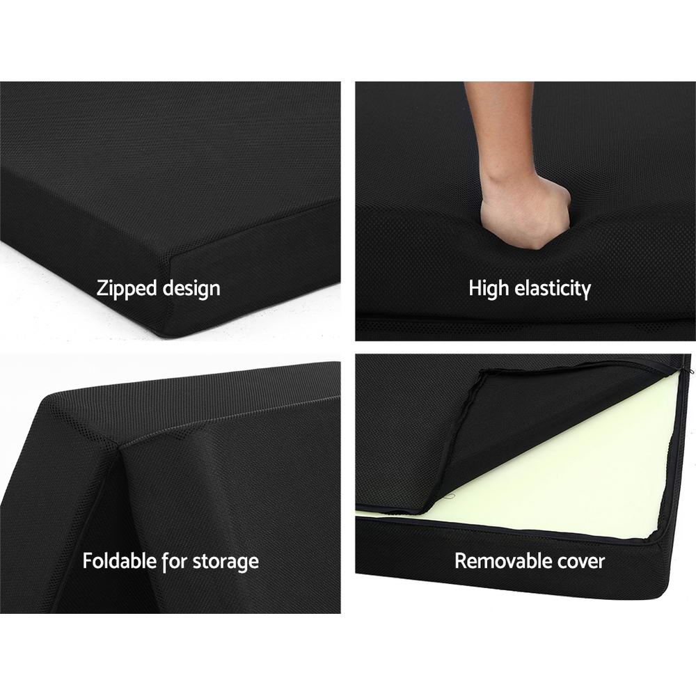 Foldable Mattress Folding Foam Bed Mat Black