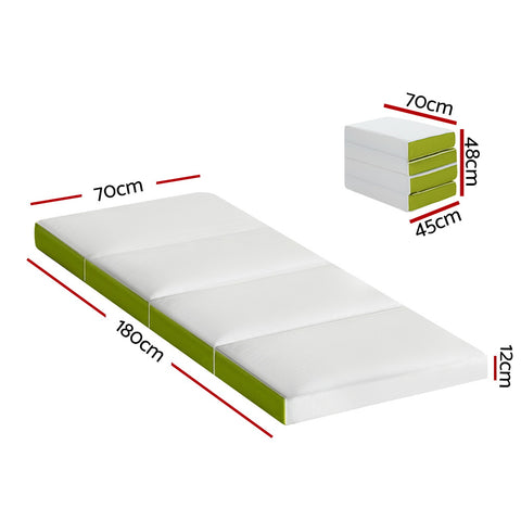 Foldable Mattress Folding Foam Single Green