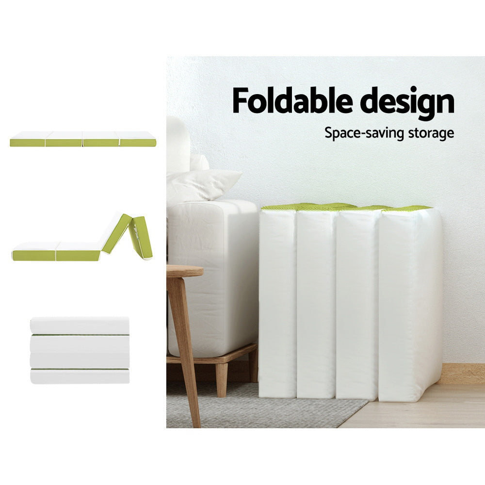 Foldable Mattress Folding Foam Single Green