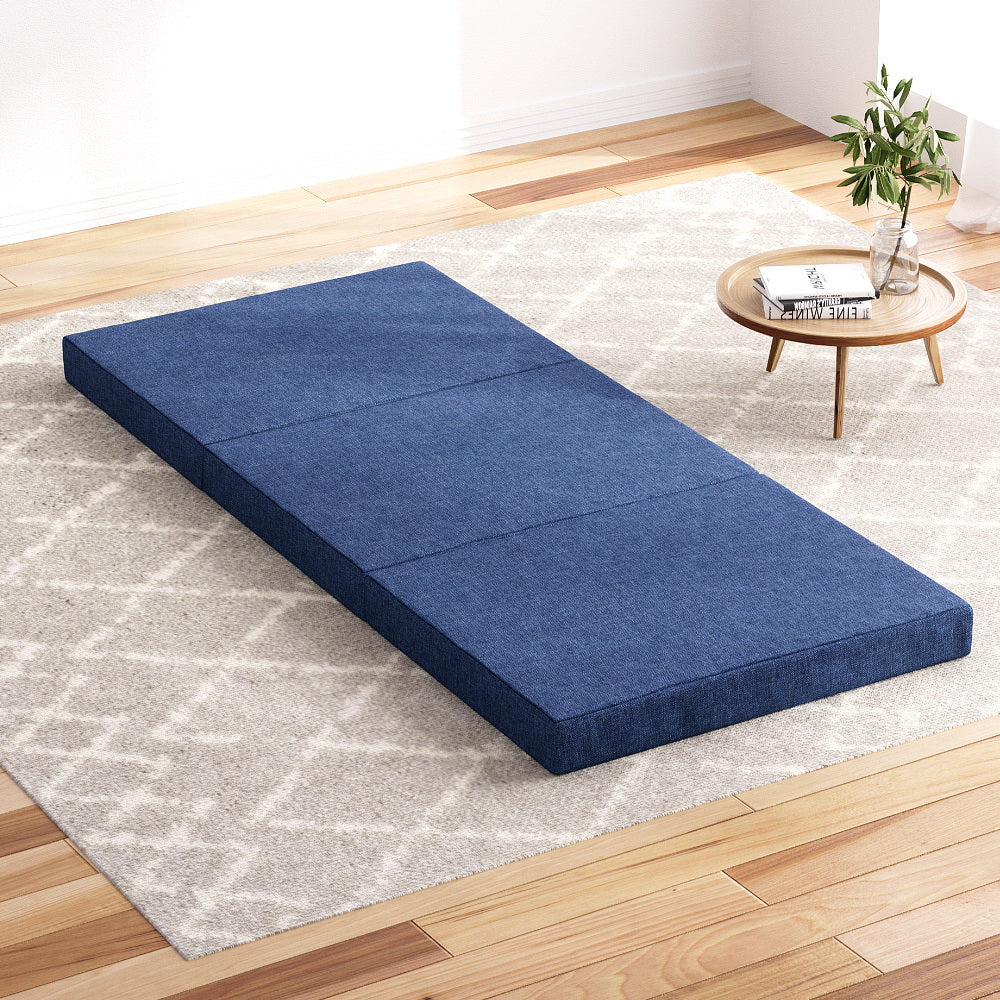 Foldable Mattress Folding Foam Single Blue