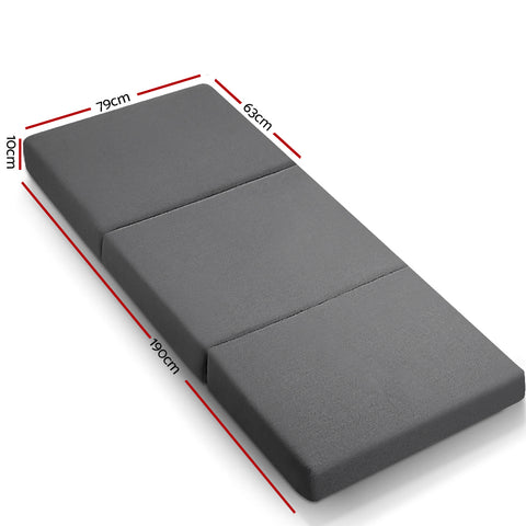 Foldable Mattress Folding Foam Bed Single Grey