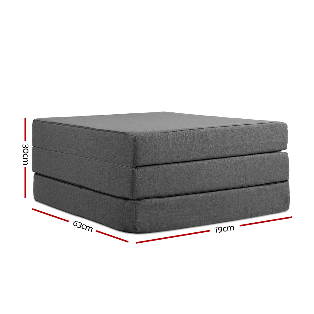 Foldable Mattress Folding Foam Bed Single Grey