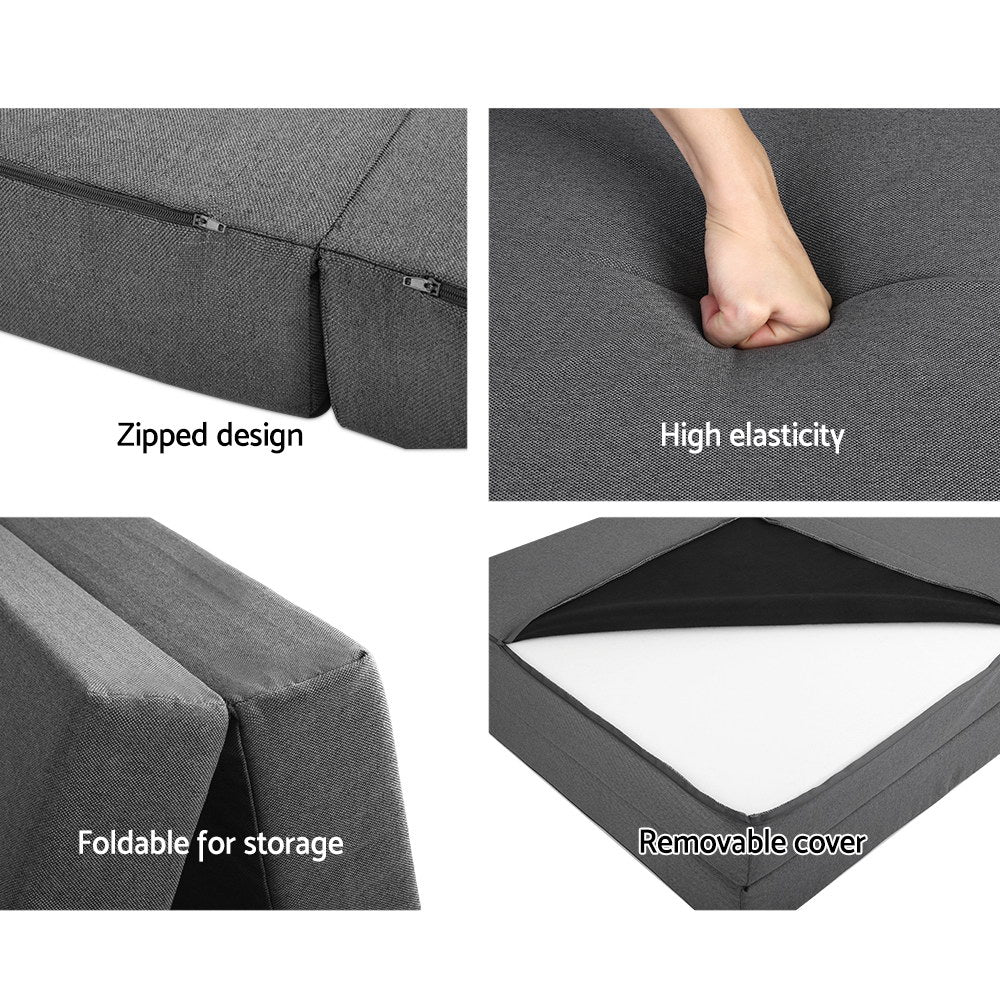 Foldable Mattress Folding Foam Bed Single Grey