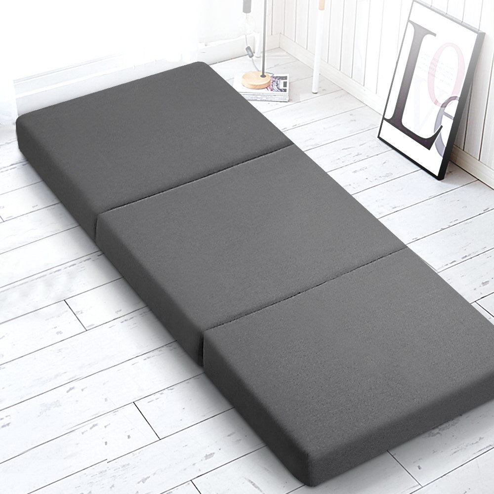 Foldable Mattress Folding Foam Bed Single Grey