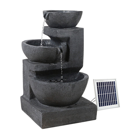 Solar Water Feature With Led Lights 3-Tier Bowls 60Cm