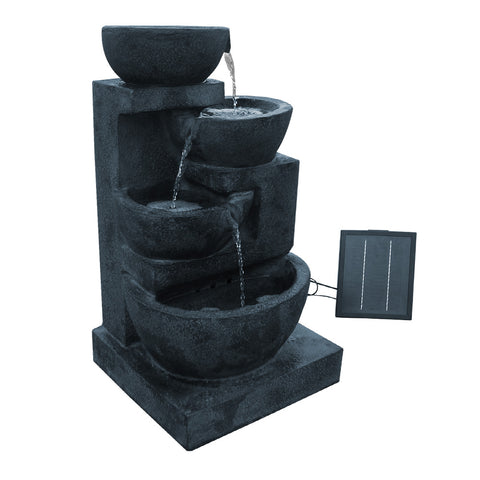 Solar Water Feature With Led Lights 4-Tier Blue 72Cm