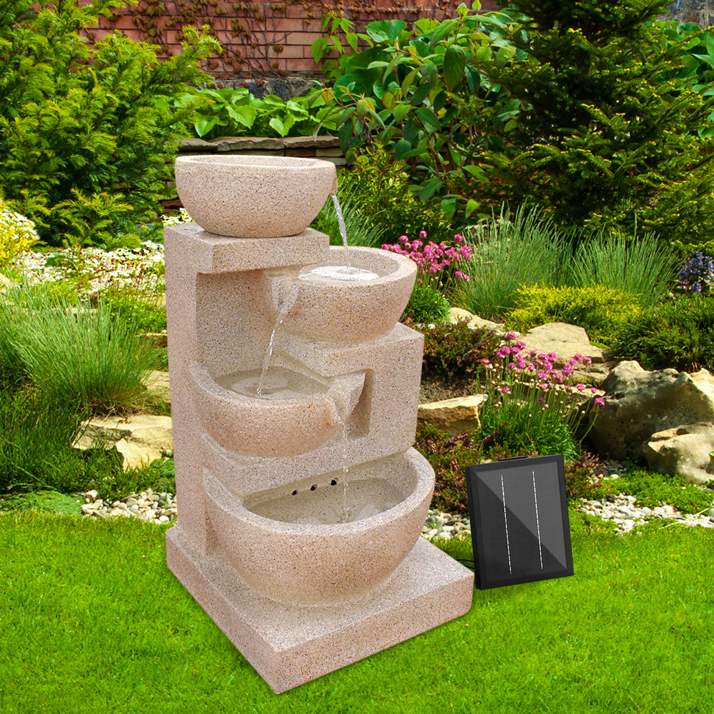 Solar Water Feature With Led Lights 4-Tier Sand 72Cm