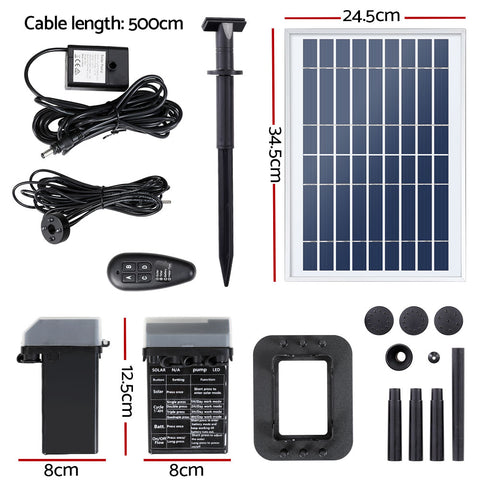 Solar Pond Pump With Battery Kit Led Lights 5.2Ft