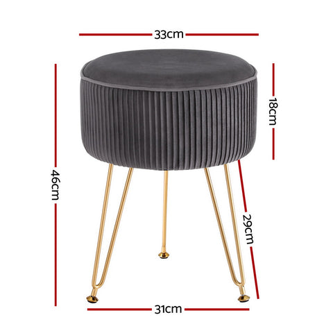 Elegant Grey Velvet Artiss Round Ottoman Foot Stool