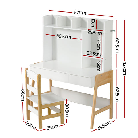 2Pcs Kids Table And Chairs Set Study Activity Toys Storage Desk Drawer