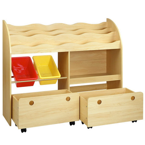 Sleek Kids Bookshelf with Toy Storage - 3 Tiers