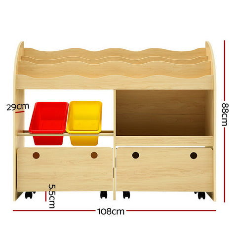 Sleek Kids Bookshelf with Toy Storage - 3 Tiers