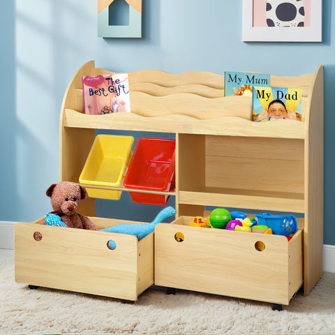 Sleek Kids Bookshelf with Toy Storage - 3 Tiers