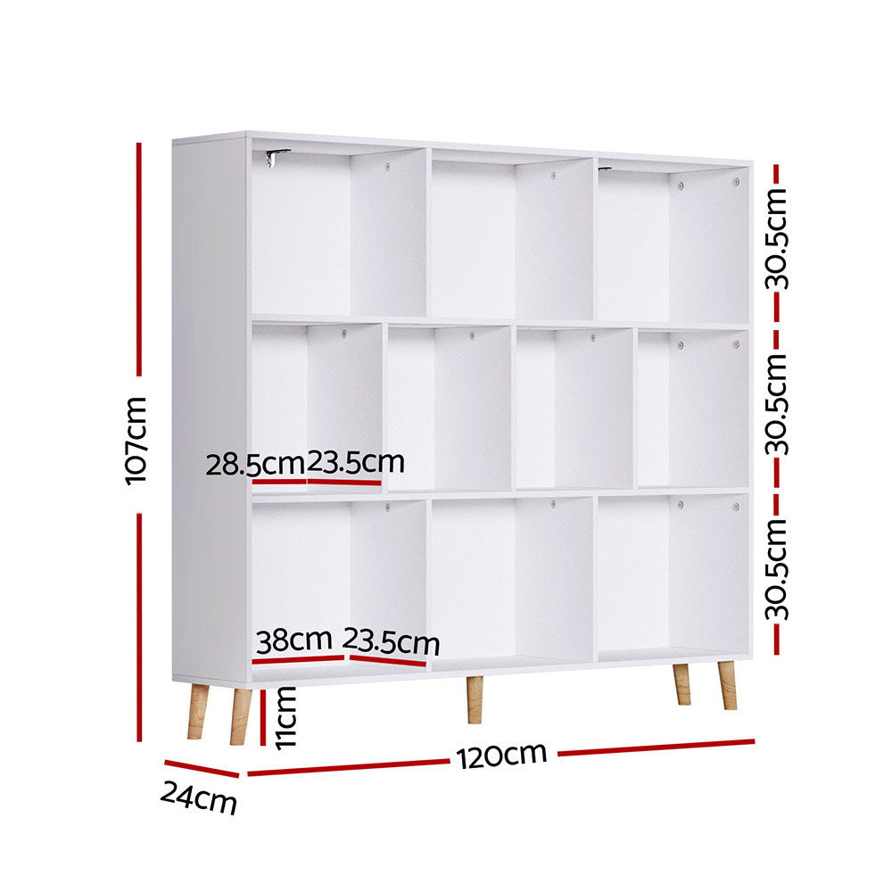 Bookshelf 3 Tiers 10 Cubes - Cora White