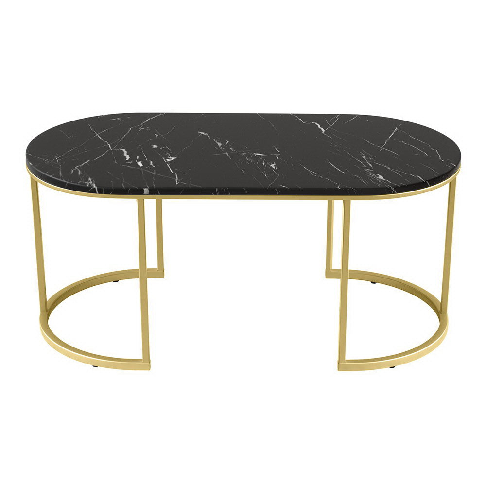 Sleek Black Marble Effect Coffee Table