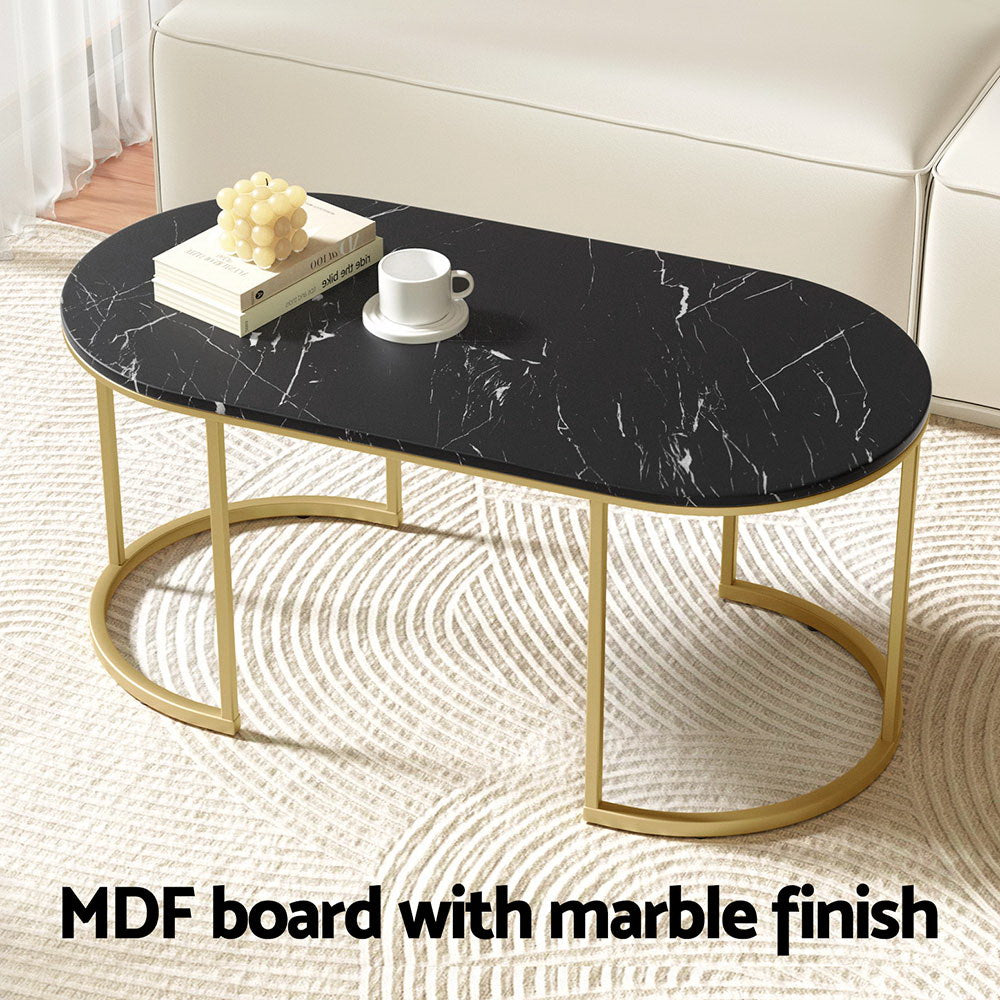 Sleek Black Marble Effect Coffee Table