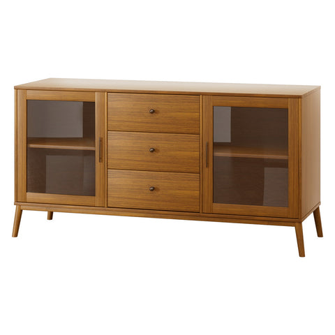 Buffet Sideboard Glass Doors - Oak