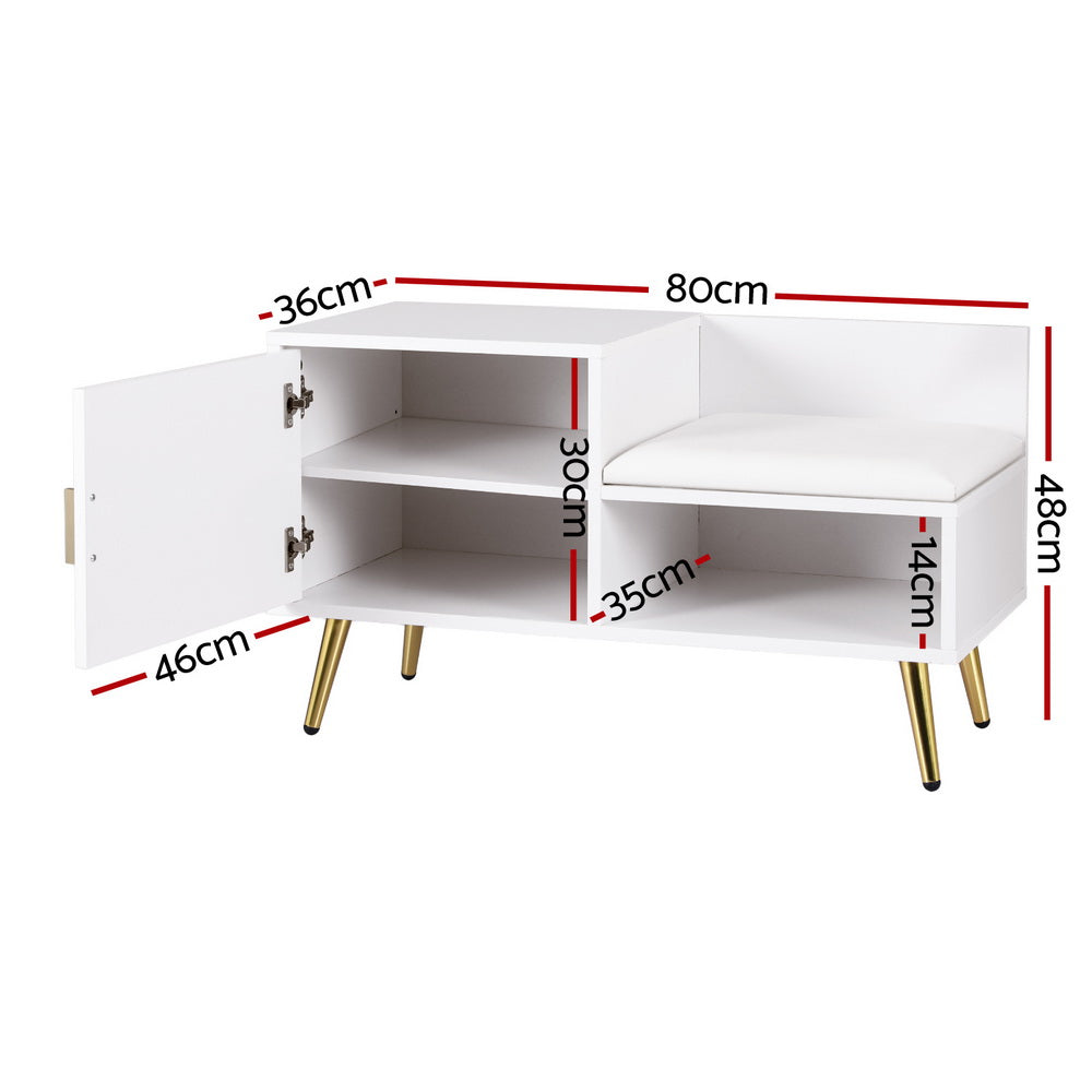 Shoe Rack Cabinet Bench 6 Pairs White