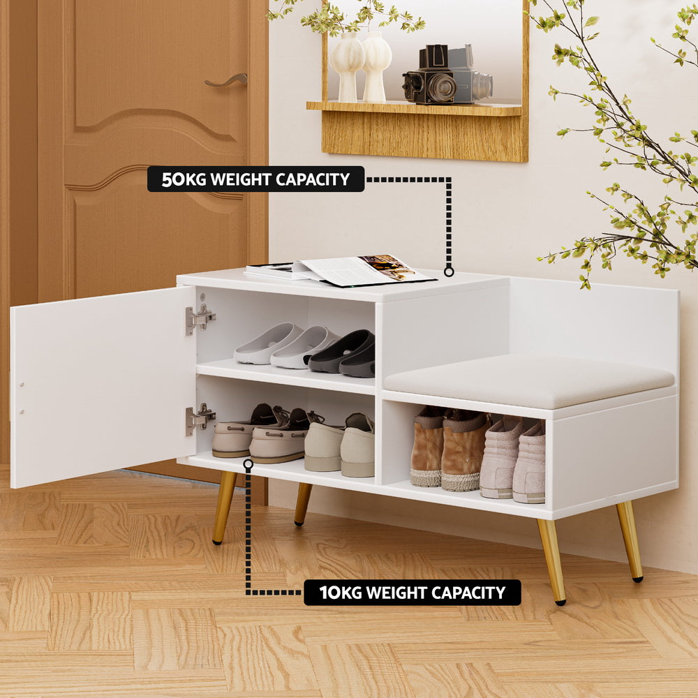 Shoe Rack Cabinet Bench 6 Pairs White