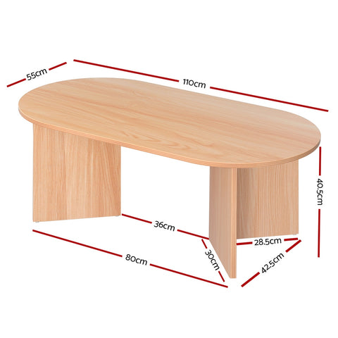 Elegant Oval Pine Coffee Table - 110CM