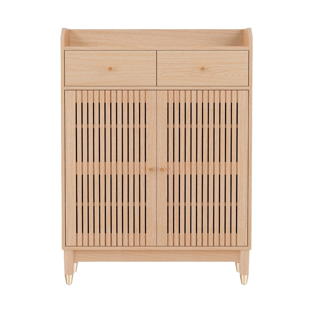 Shoe Rack Cabinet 4-Tier 16 Pairs Pine