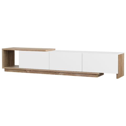 TV Cabinet Entertainment Unit Stand Extendable White Oak