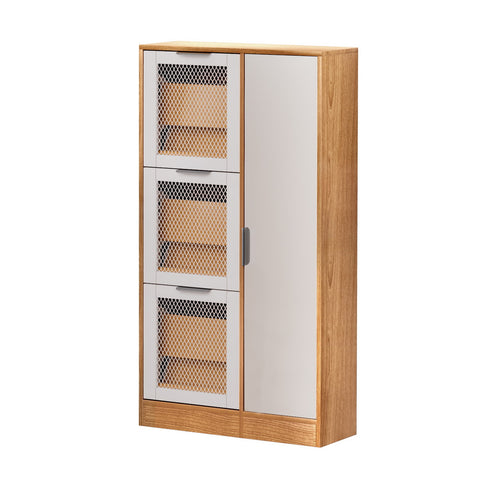 Shoe Rack Cabinet Mirror White Mesh