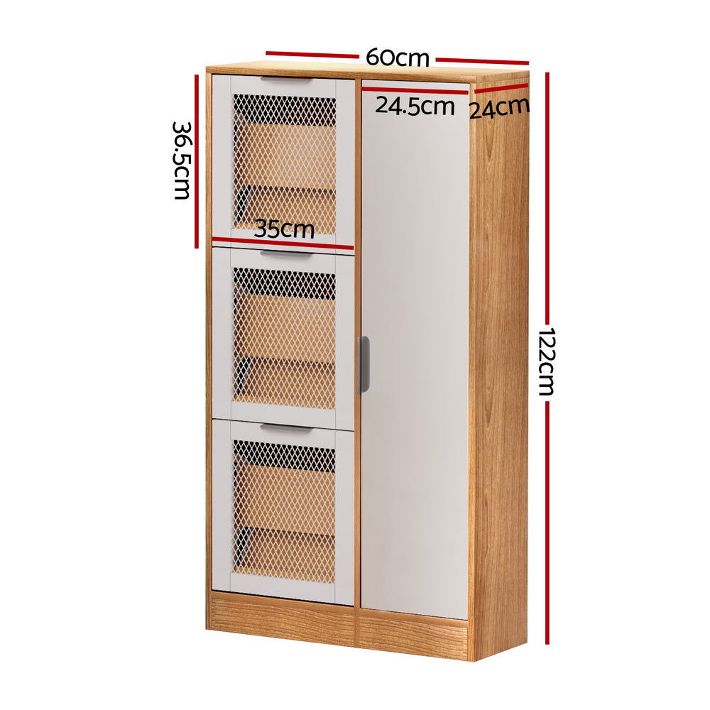 Shoe Rack Cabinet Mirror White Mesh