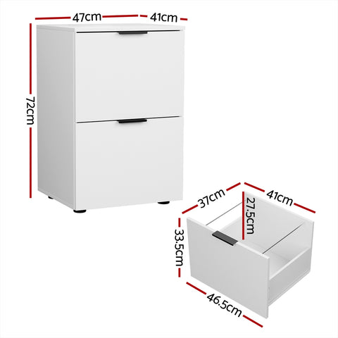 Filing Cabinet Files Storage Office Shelves File Organiser White 2 Drawer