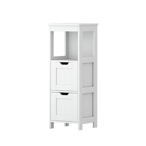 White Bathroom Storage Cabinet - 89CM Floor Organizer