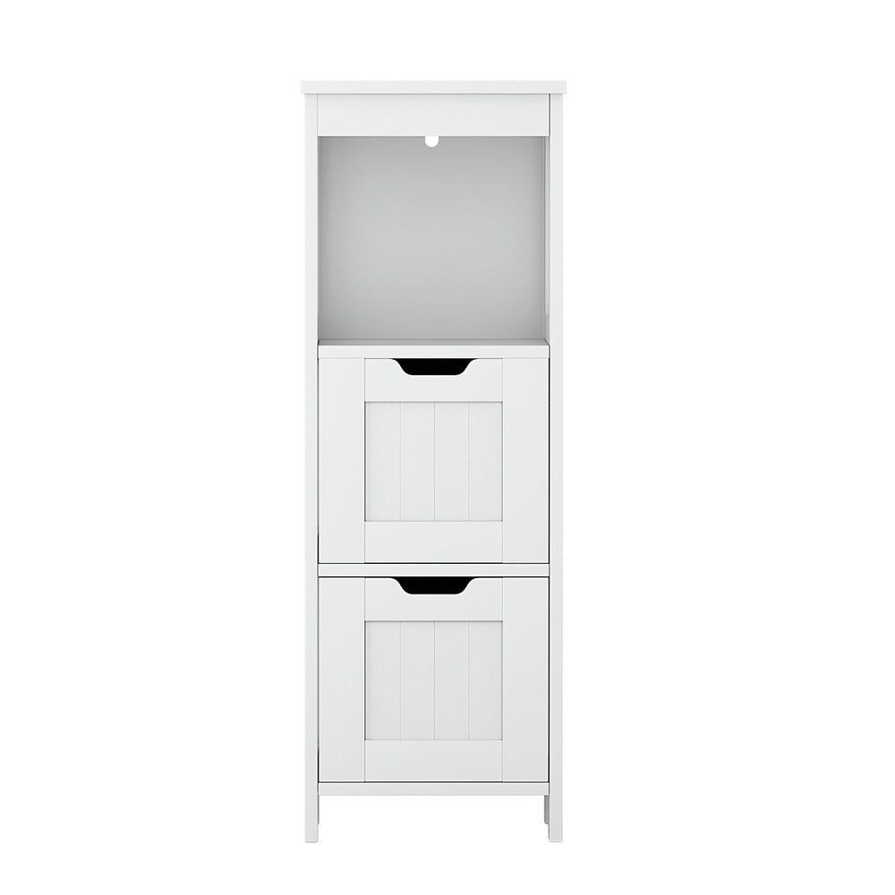 White Bathroom Storage Cabinet - 89CM Floor Organizer