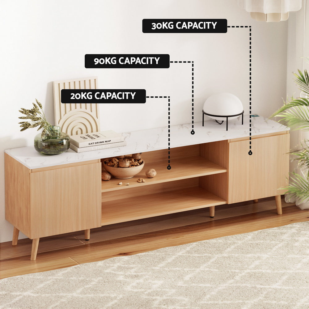 TV Cabinet Entertainment Unit Stand 180CM Pine White