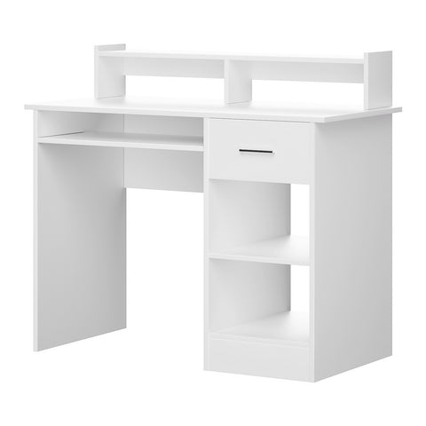 Computer Desk Shelf Drawer Cabinet White 100Cm