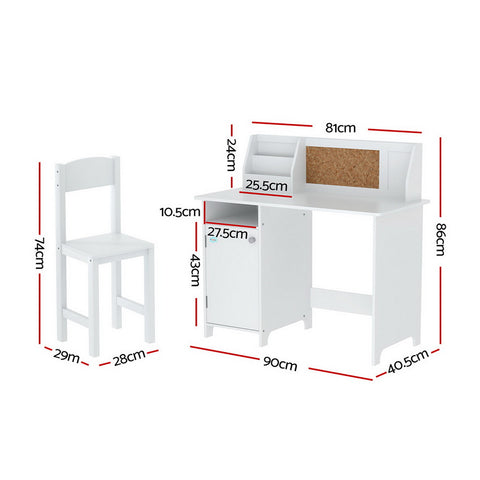 Kids Table and Chair Set Children Study Play Toys Desk w/ Cabinet Storage